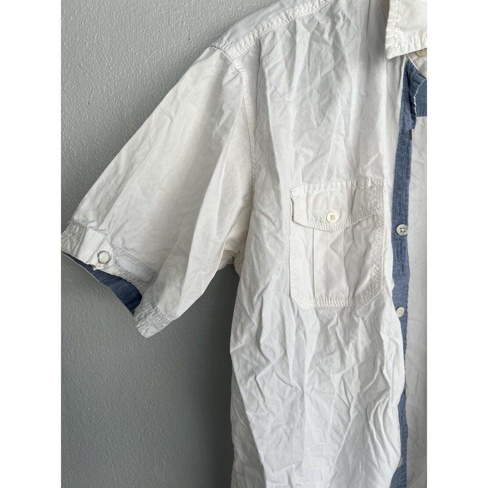 PD&C White Button Down Short Sleeve Collared Polo M - Picture 4 of 10